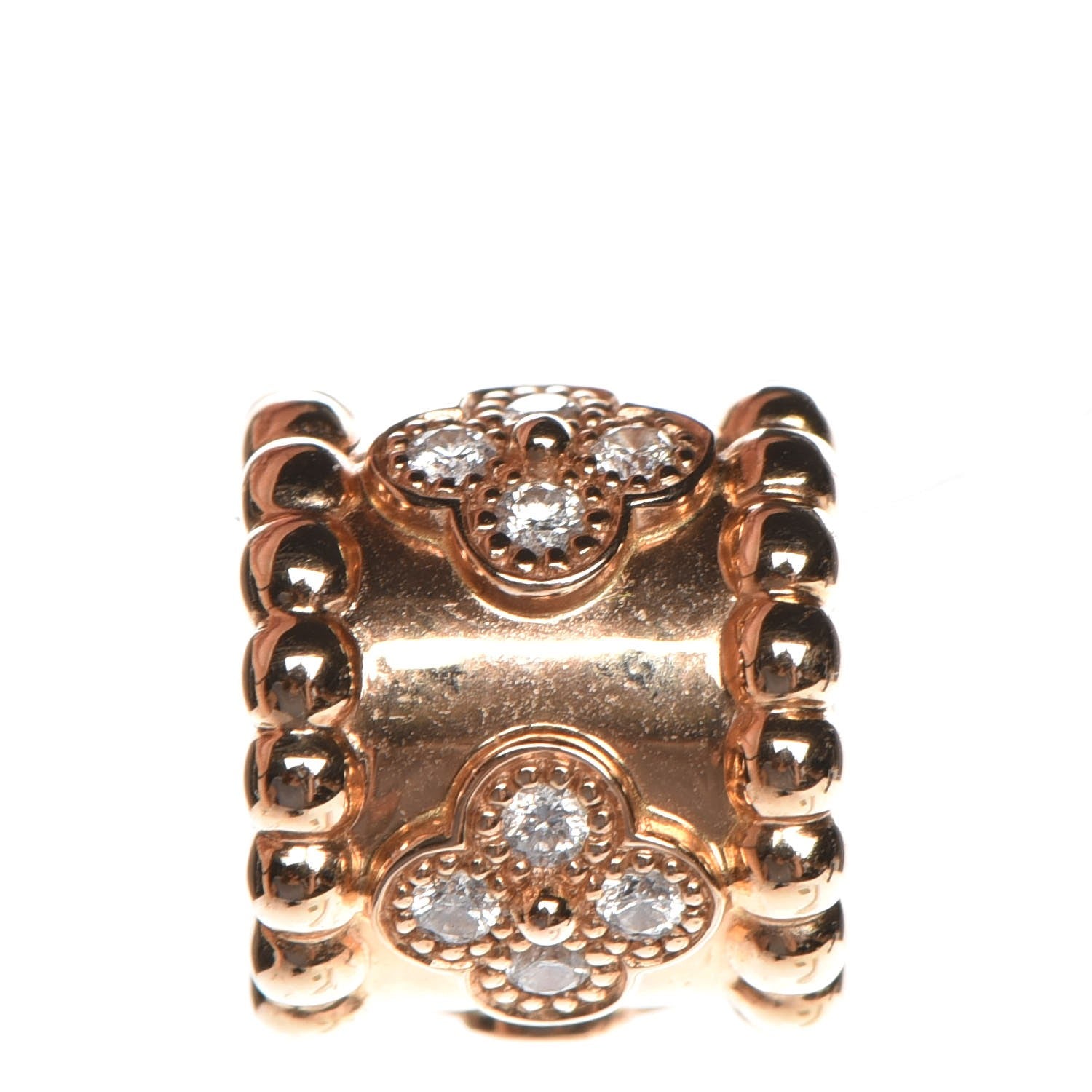 Van Cleef & Arpels 18K Rose Gold Diamond Perlee Clovers Pendant 3 of 5