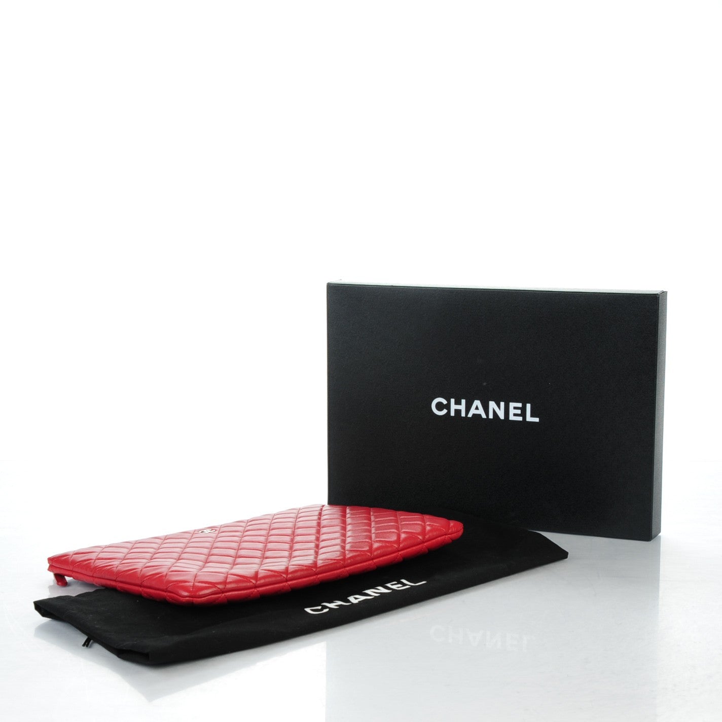 Chanel Lambskin Quilted Large Cosmetic Case Red 4 of 7