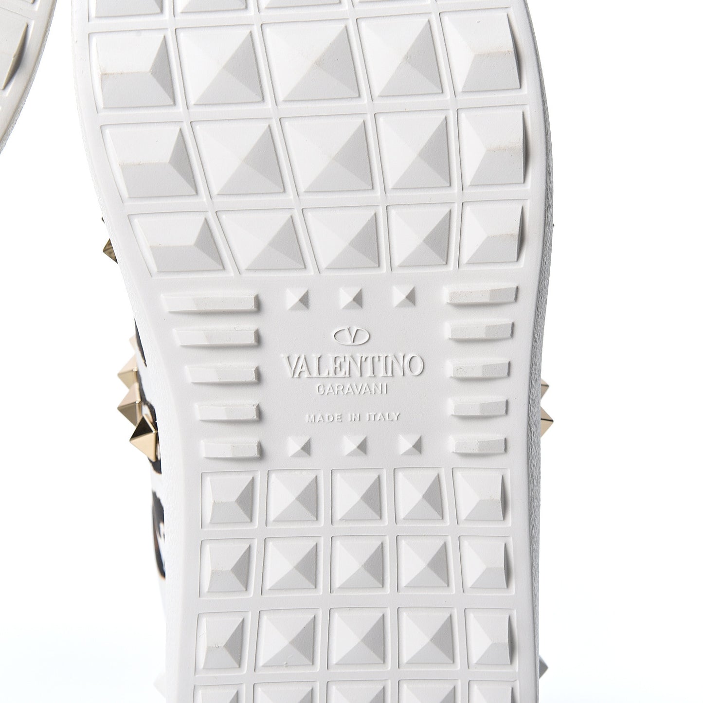 Calfskin Leopard Print Rockstud Untitled Open Sneakers 38 White