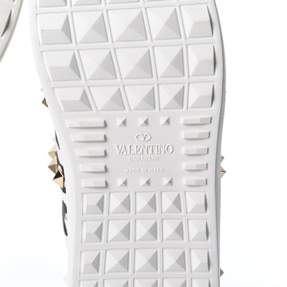 Valentino Garavani Calfskin Leopard Print Rockstud Untitled Open Sneakers 38 White 7 of 10