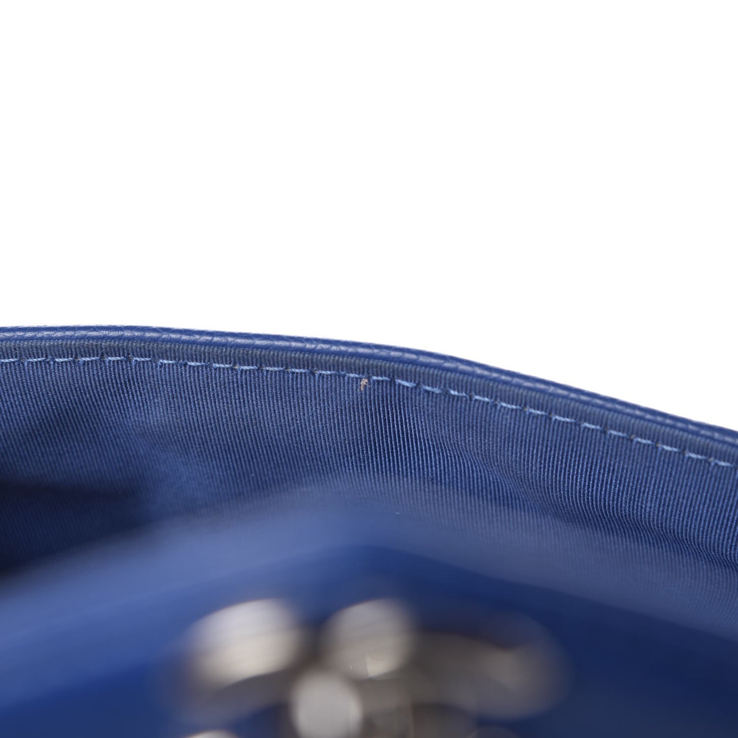 Caviar Chevron Quilted Medium Single Flap Blue