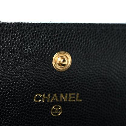 Chanel Caviar Quilted Textured CC Flap Wallet Black 8 of 9