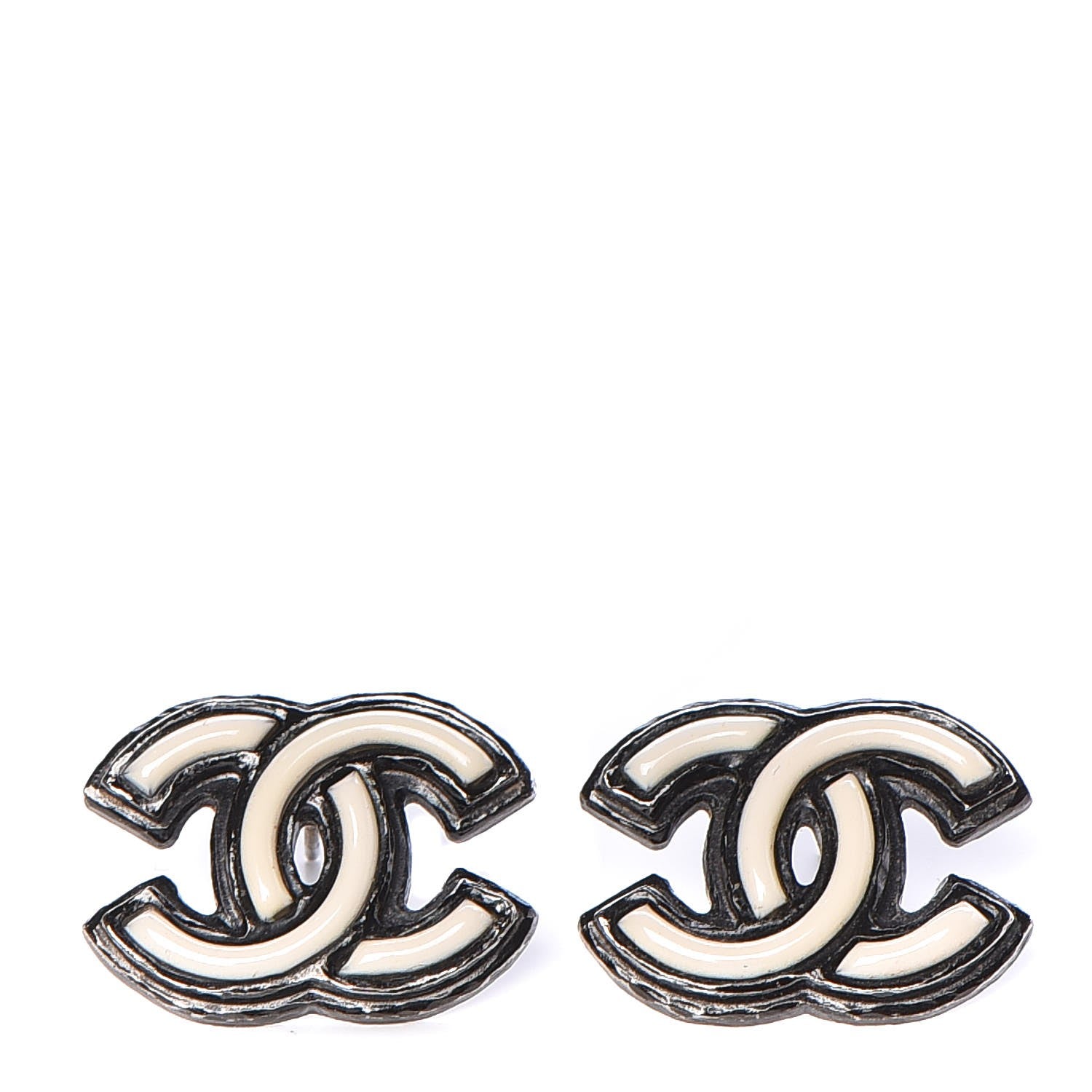 Chanel Ruthenium CC Earrings White 1 of 5