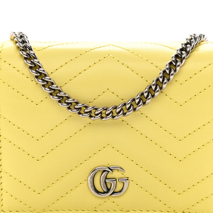 Gucci Calfskin Matelasse GG Marmont Mini Wallet On Chain Banana 9 of 10