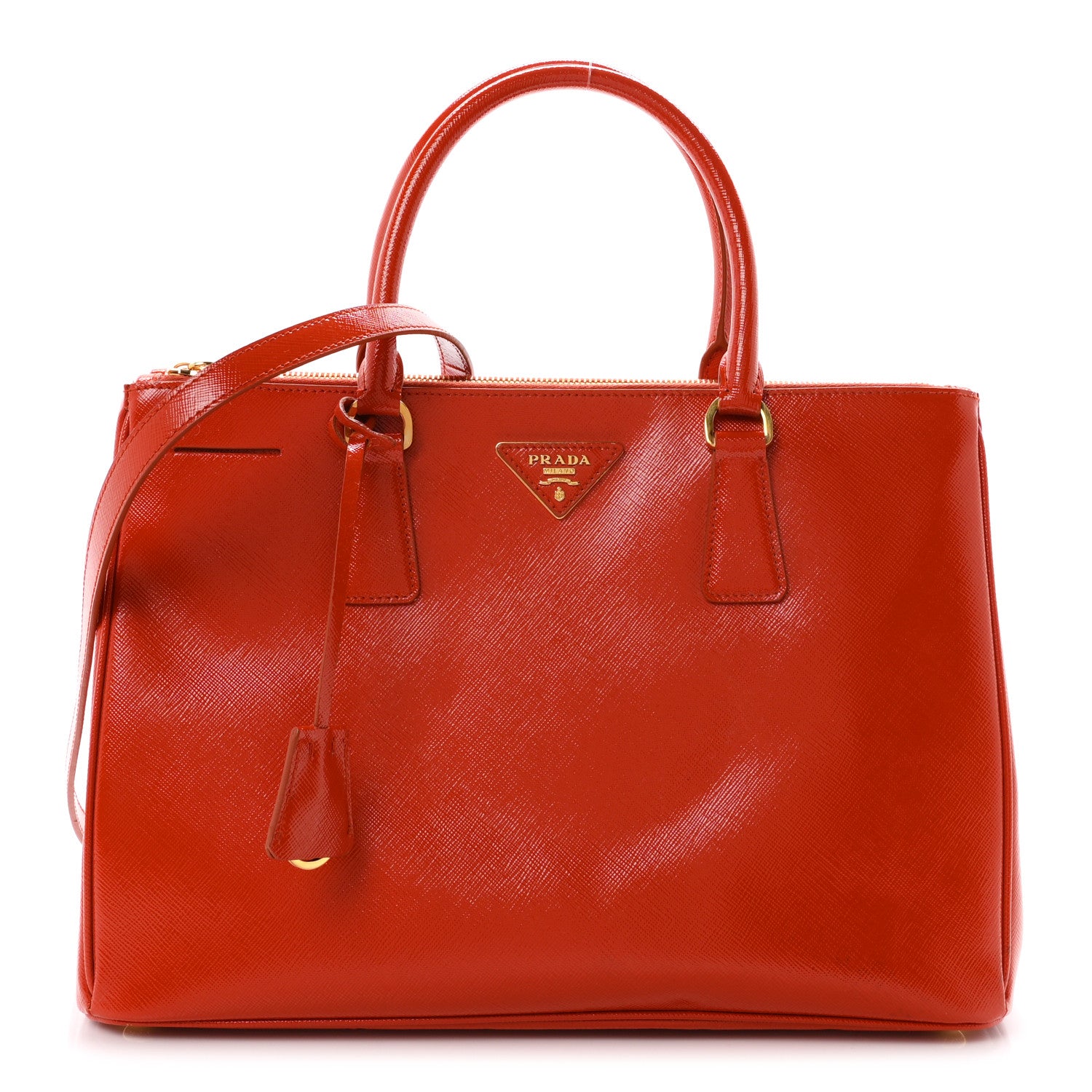 Prada Saffiano Vernice Medium Galleria Double Zip Tote Arancio 1 of 10