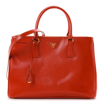 Prada Saffiano Vernice Medium Galleria Double Zip Tote Arancio 1 of 10