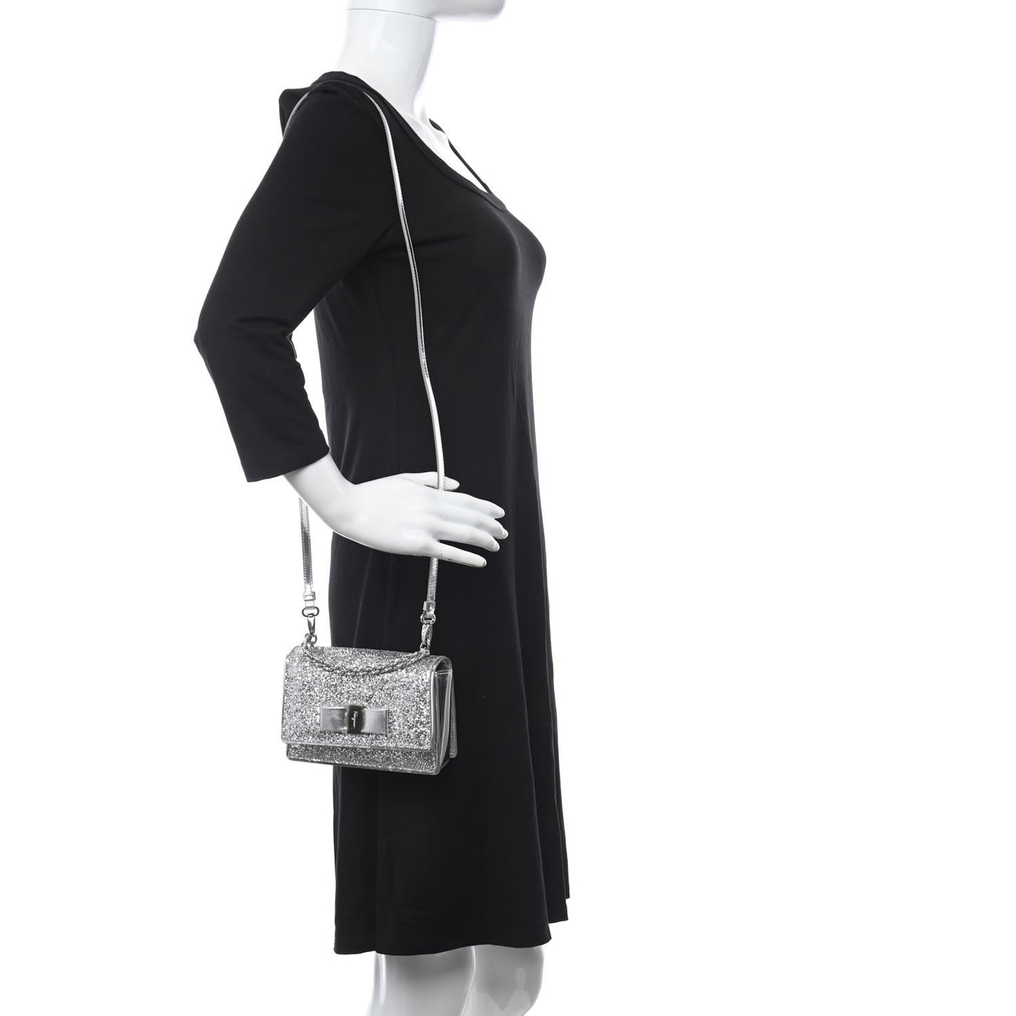 Glitter Vara Bow Flap Crossbody Silver
