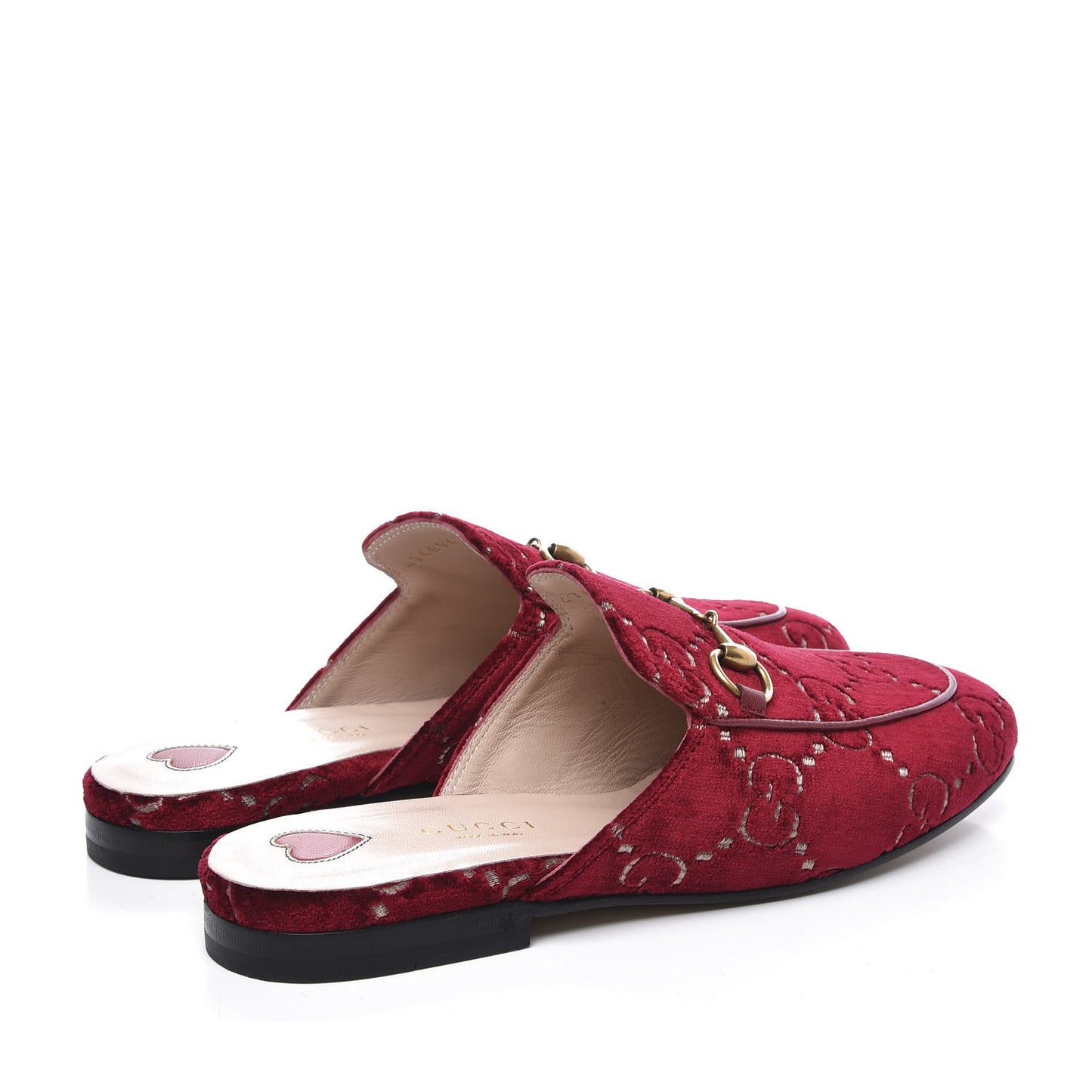 Velvet GG Monogram Womens Princetown Slippers 36 Red Cipria
