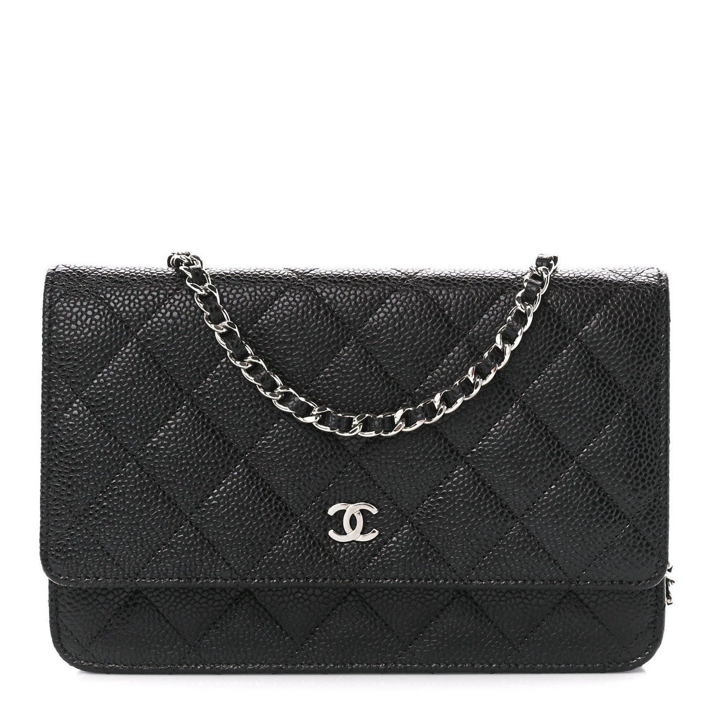 Caviar Quilted Wallet on Chain WOC Black