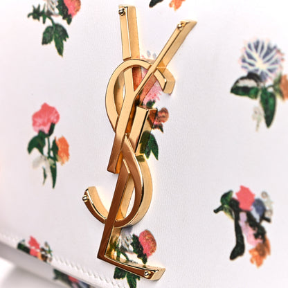 Saint Laurent Calfskin Prairie Flower Printed Small Classic Monogram Kate Satchel White 11 of 11
