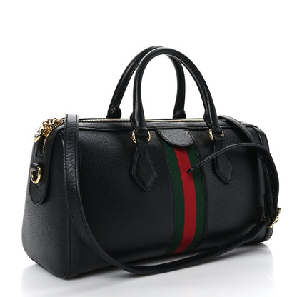 Gucci Textured Dollar Calfskin Web Medium Ophidia Boston Black 3 of 9