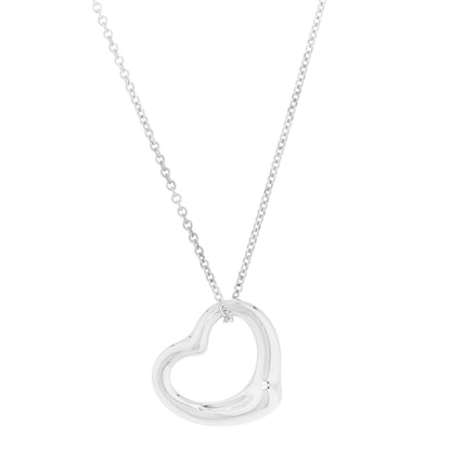 Tiffany Sterling Silver 22mm Elsa Peretti Open Heart Pendant Necklace 1 of 8