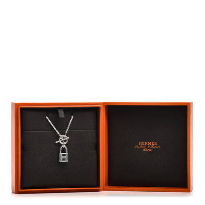 Hermes Sterling Silver Cadenas Kelly Lock Pendant Necklace 5 of 5