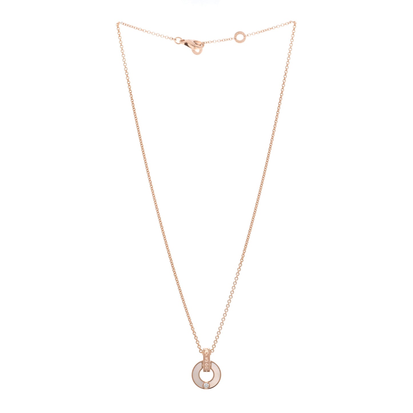 18K Rose Gold Diamond Mother of Pearl Openwork Pendant Necklace