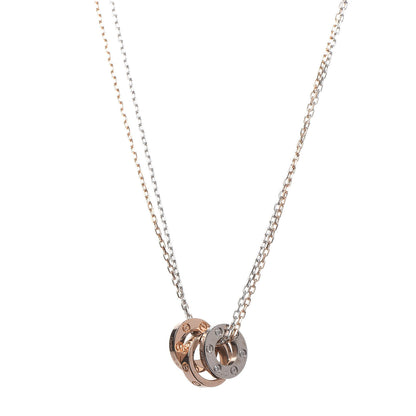 Cartier 18K White Pink Gold Diamond Three Ring LOVE Pendant Necklace 1 of 12