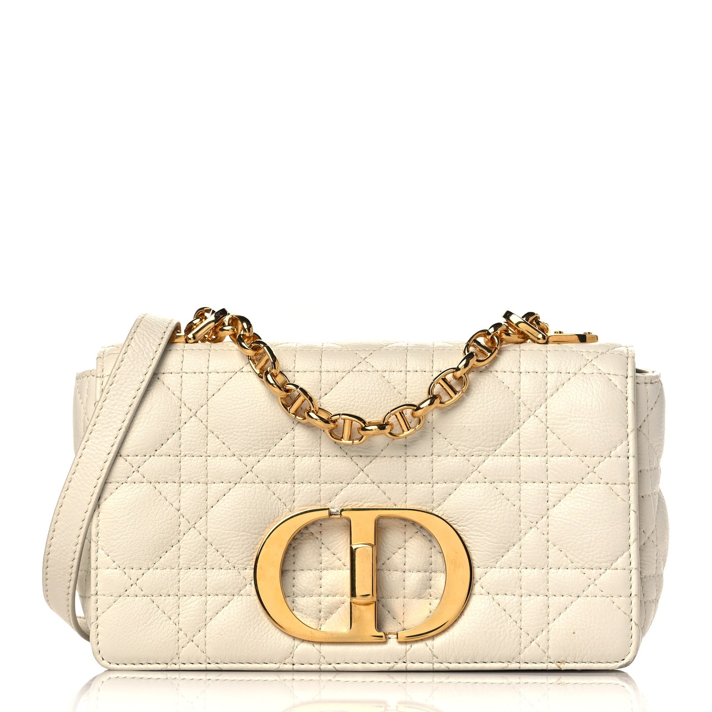 Calfskin Cannage Small Caro Bag Ivory