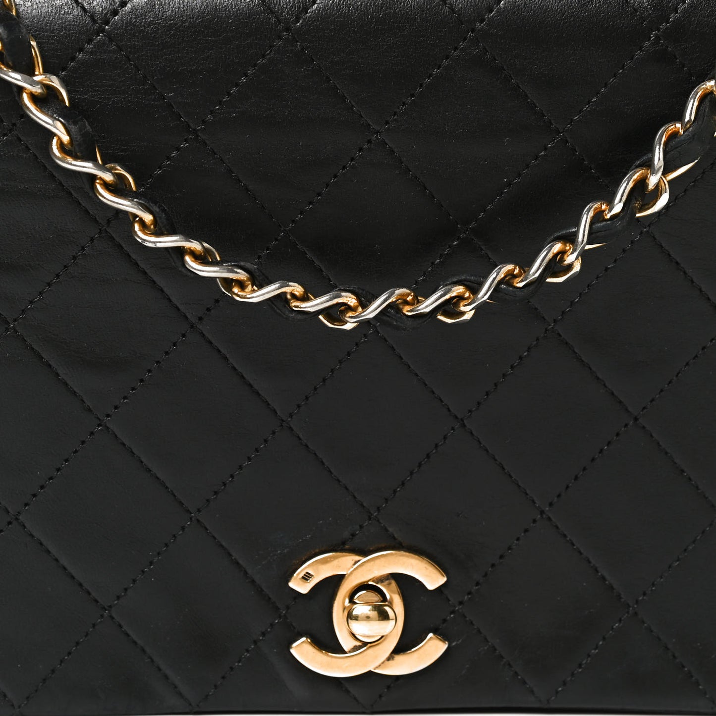 Lambskin Quilted Small Single Flap Black