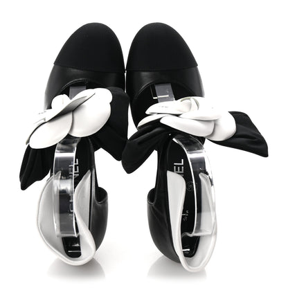 Chanel Lambskin Grosgrain Cap Toe Camellia Mary Jane Platform Pumps 36.5 Black 2 of 10