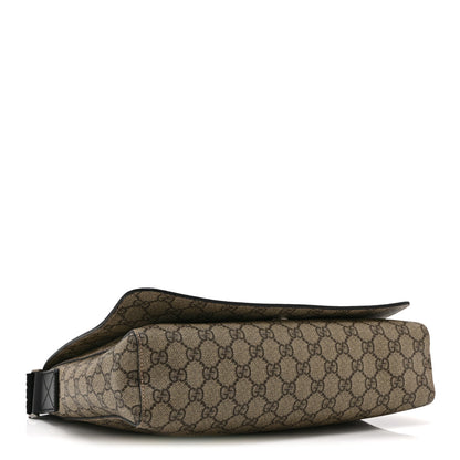 Gucci GG Supreme Monogram Web Flap Messenger Bag Black 4 of 11