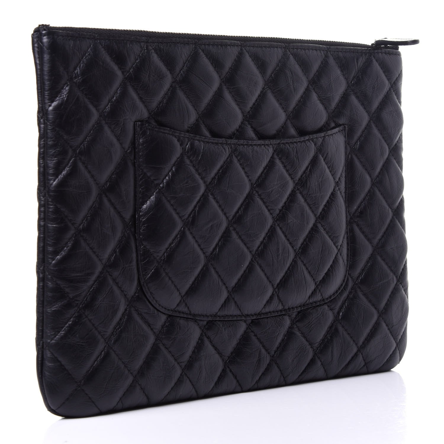 Chanel Aged Calfskin Quilted Medium Tassel Cosmetic Case Black 3 of 11