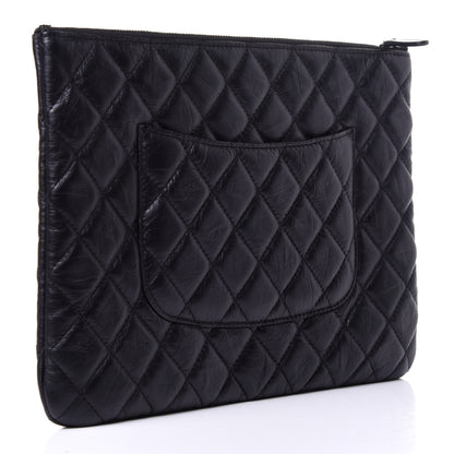 Chanel Aged Calfskin Quilted Medium Tassel Cosmetic Case Black 3 of 11
