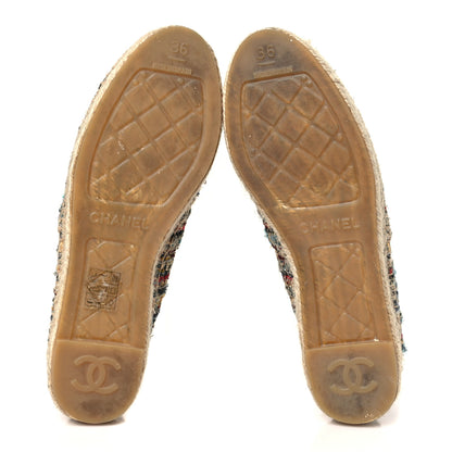 Chanel Tweed Grosgrain CC Espadrilles 36 Multicolor Black 5 of 9