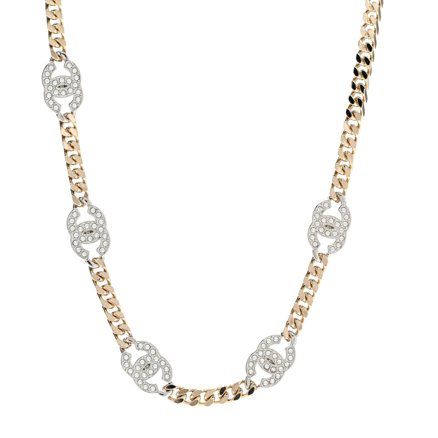 Crystal Chain CC Link Choker Gold Silver