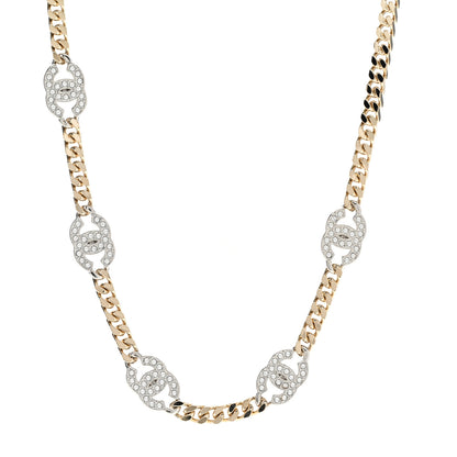 Chanel Crystal Chain CC Link Choker Gold Silver 1 of 6