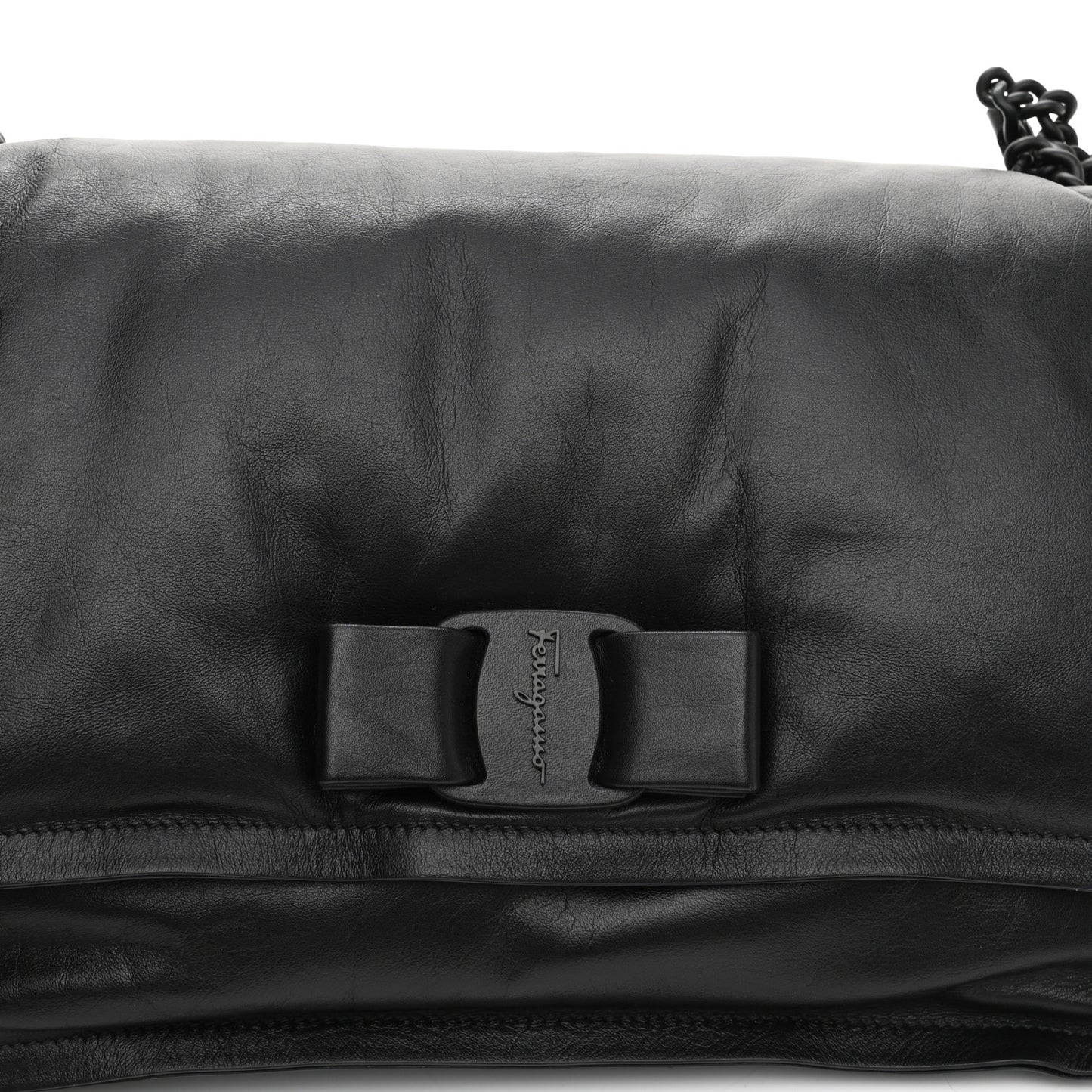 Calfskin Medium Viva Bow Shoulder Bag Black