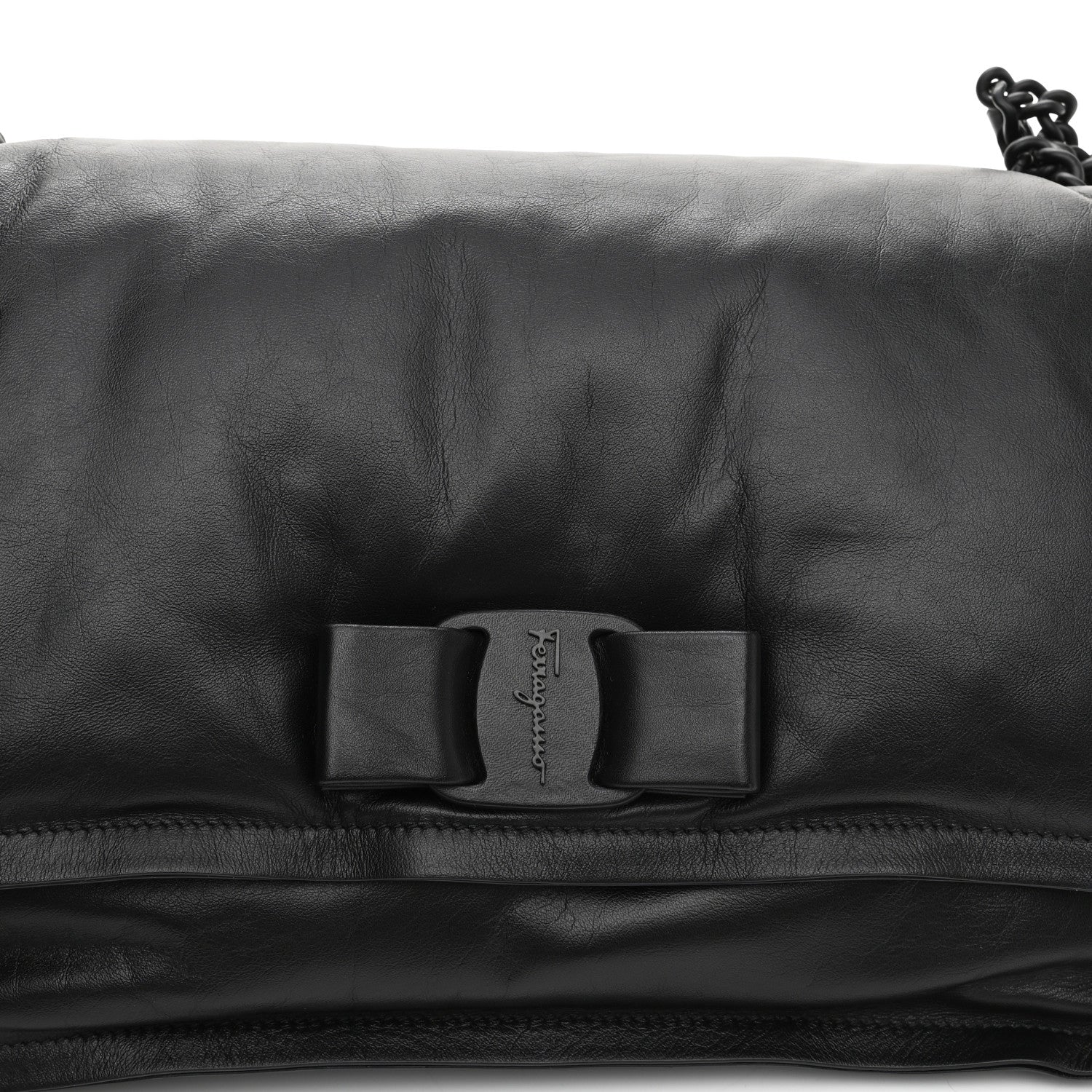 Salvatore Ferragamo Calfskin Medium Viva Bow Shoulder Bag Black 13 of 13