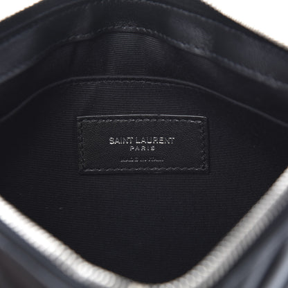 Saint Laurent Calfskin Matelasse Chevron Monogram A5 Wristlet Black 6 of 8