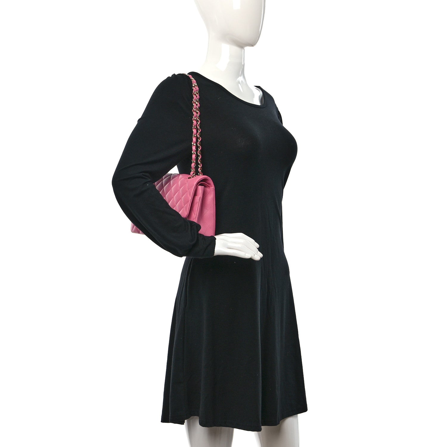 Chanel Caviar Quilted Medium Double Flap Pink 2 of 9