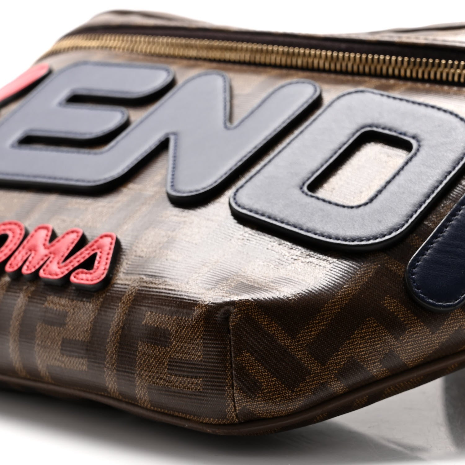 Fendi X FILA Glazed Fabric Vitello Century FF 1974 Mania Belt Bag Mogano Panna Blueberry 10 of 10