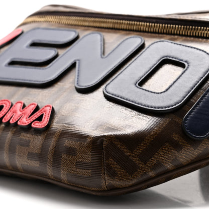 Fendi X FILA Glazed Fabric Vitello Century FF 1974 Mania Belt Bag Mogano Panna Blueberry 10 of 10