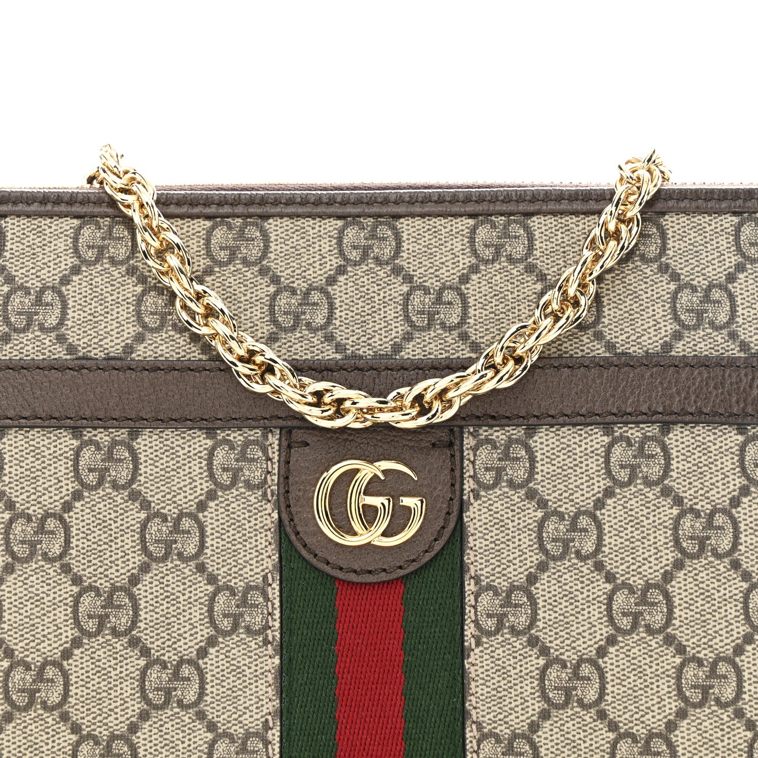 Gucci GG Supreme Monogram Web Ophidia Chain Shoulder Bag Brown 8 of 10