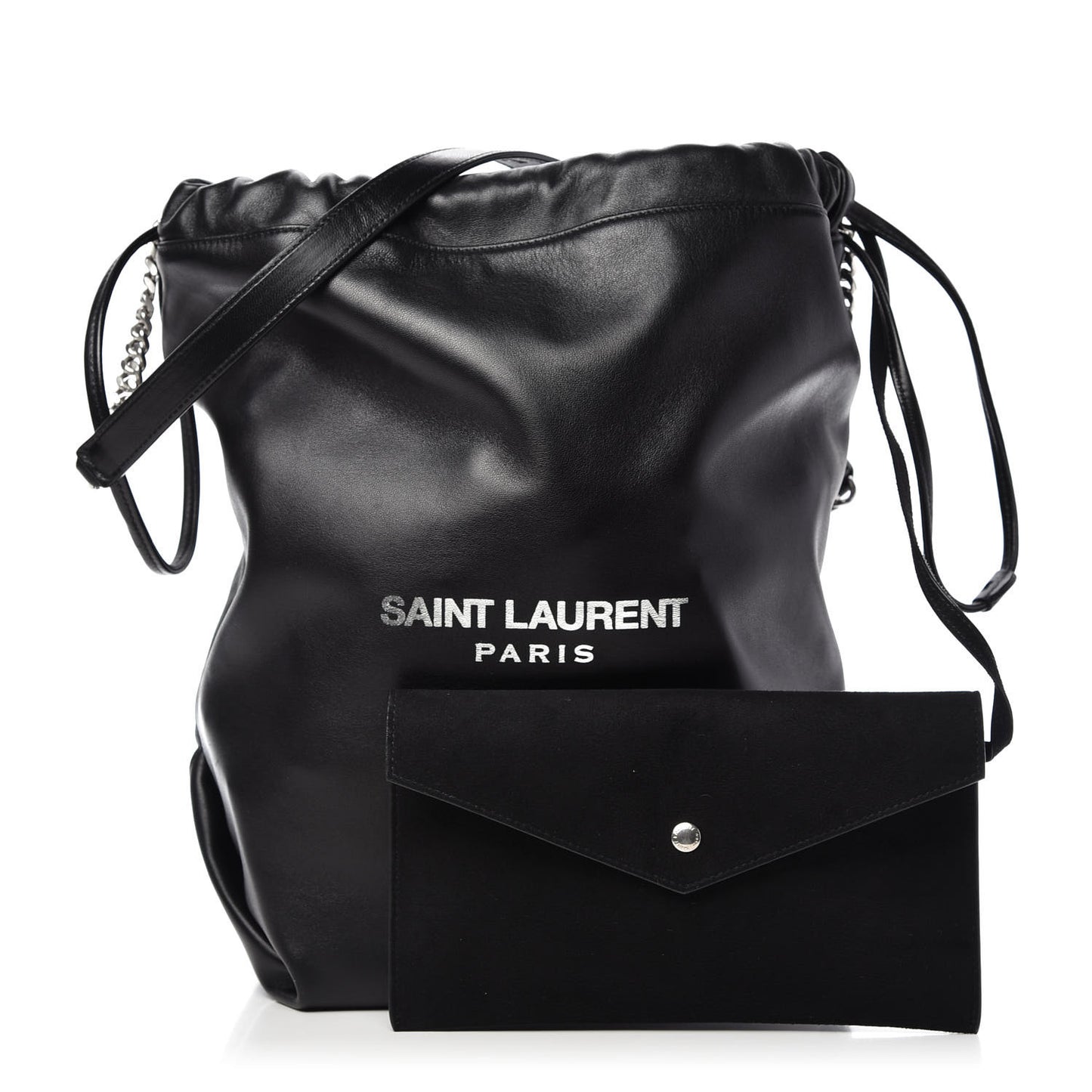 Lambskin Teddy Drawstring Bag Black