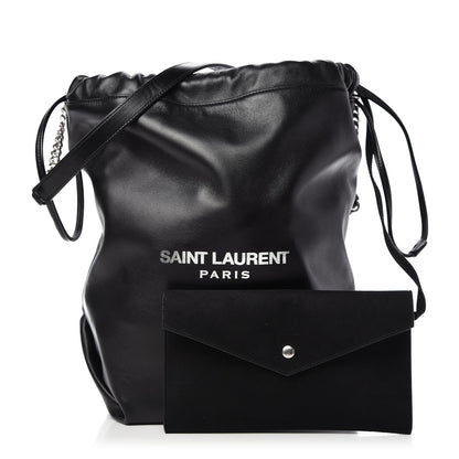 Saint Laurent Lambskin Teddy Drawstring Bag Black 1 of 9