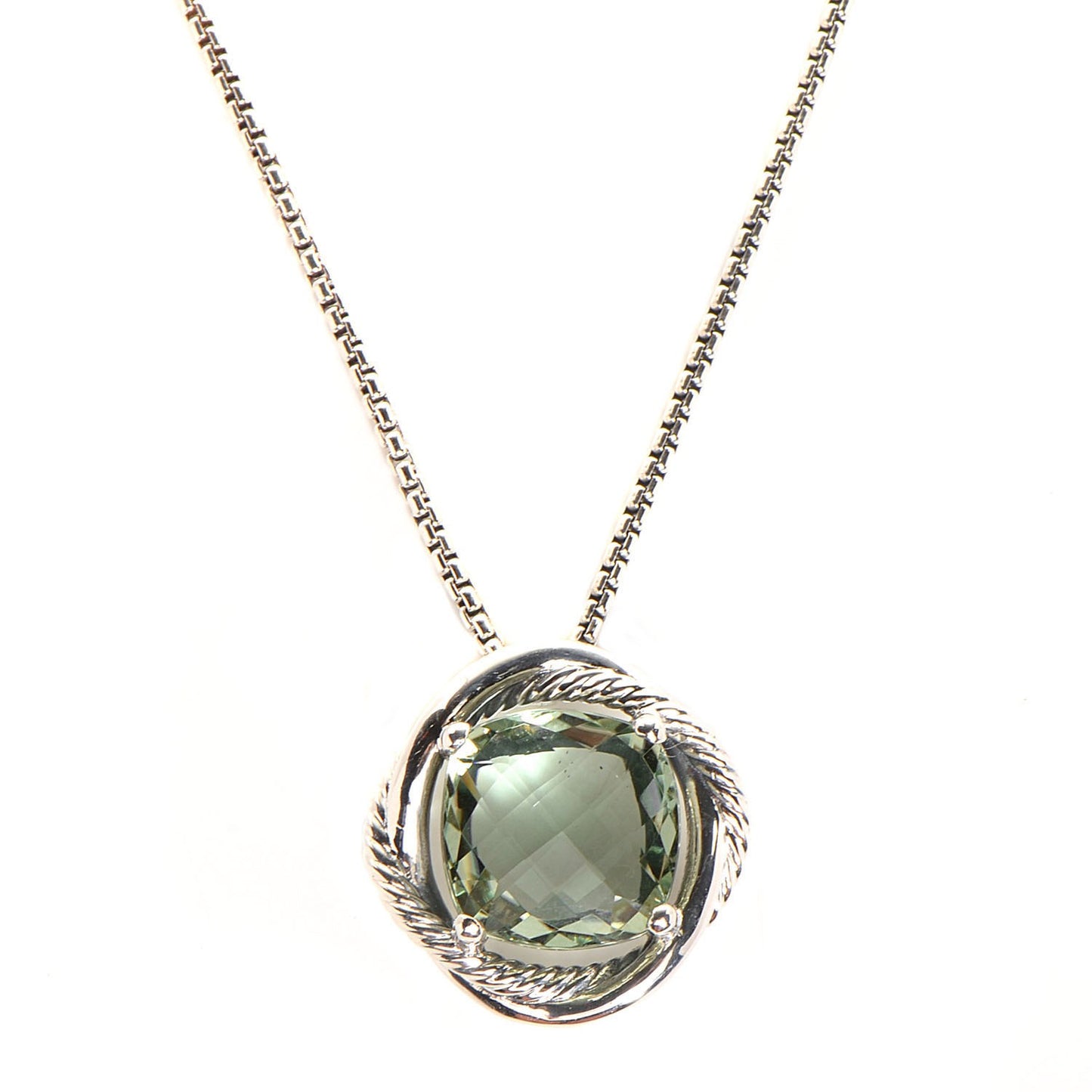 Sterling Silver Prasiolite 14mm Infinity Pendant Necklace