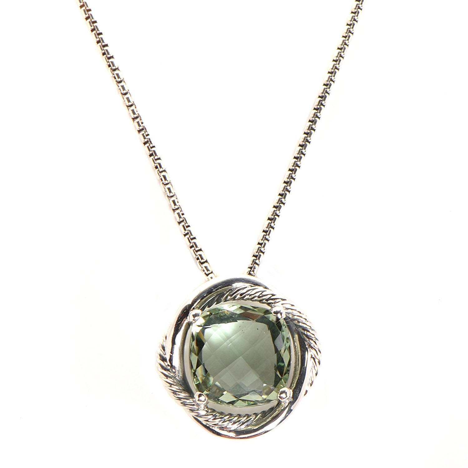 David Yurman Sterling Silver Prasiolite 14mm Infinity Pendant Necklace 1 of 5