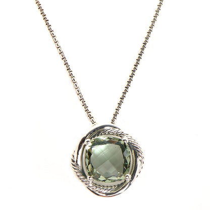 David Yurman Sterling Silver Prasiolite 14mm Infinity Pendant Necklace 1 of 5