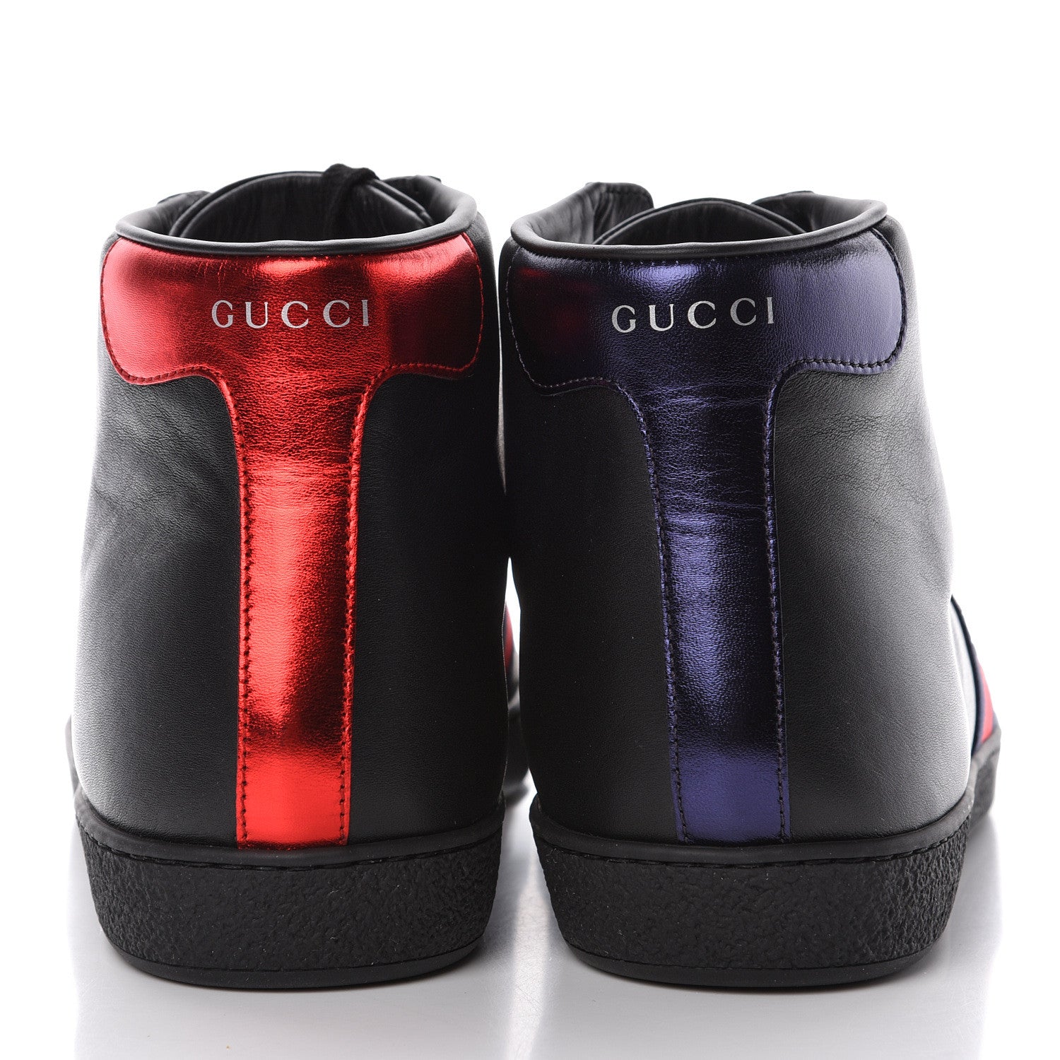 Gucci Calfskin Miro Soft Web Bee Embroidered Mens Ace High Top Sneakers 9.5 Black 5 of 10
