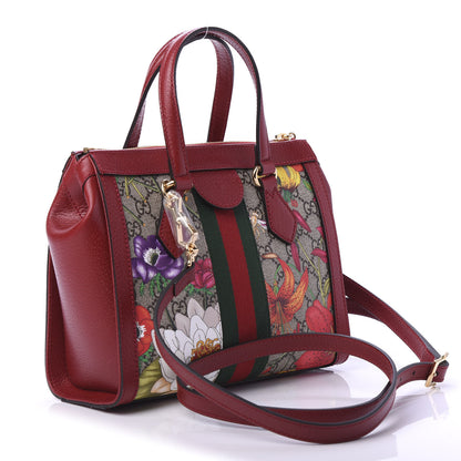 Gucci GG Supreme Monogram Flora Web Small Ophidia Tote Bag Red 3 of 11