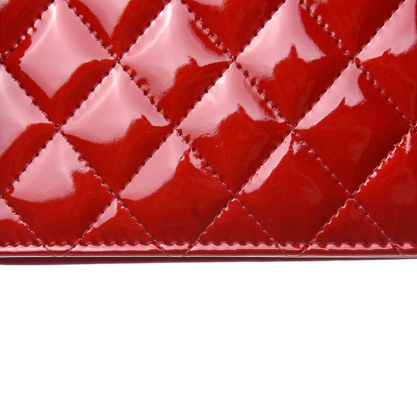 Patent Quilted Brilliant Wallet On Chain WOC Red