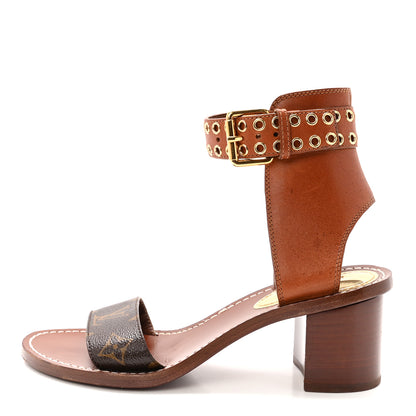 Louis Vuitton Calfskin Monogram Passenger Sandals 37 Cognac 1 of 10