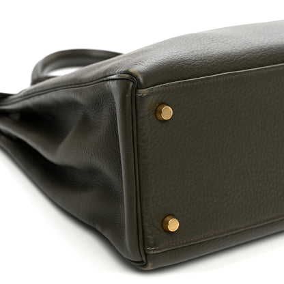 Hermes Vache Liegee Kelly Retourne 35 Vert Bronze 9 of 20