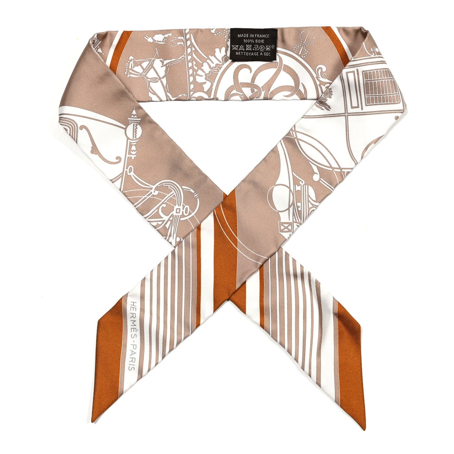 Silk Ex-Libris Twilly Beige White Caramel