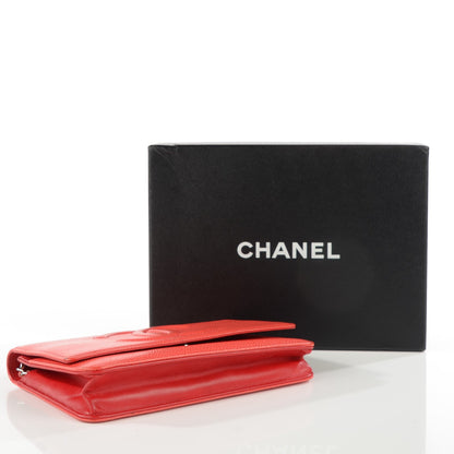 Chanel Caviar Timeless CC Wallet On Chain WOC Red 4 of 8