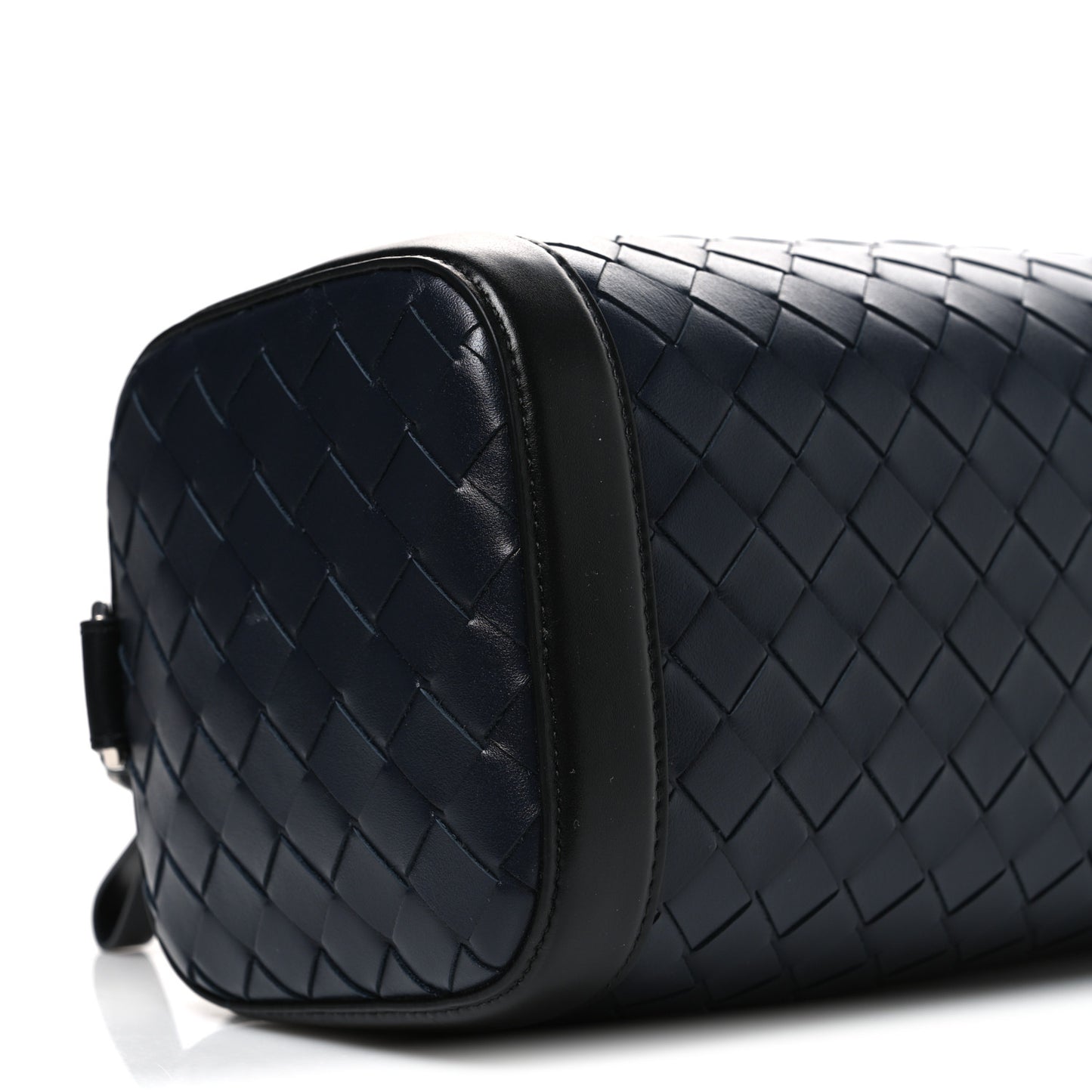 Lambskin Intrecciato Brick Messenger Bag Navy Black