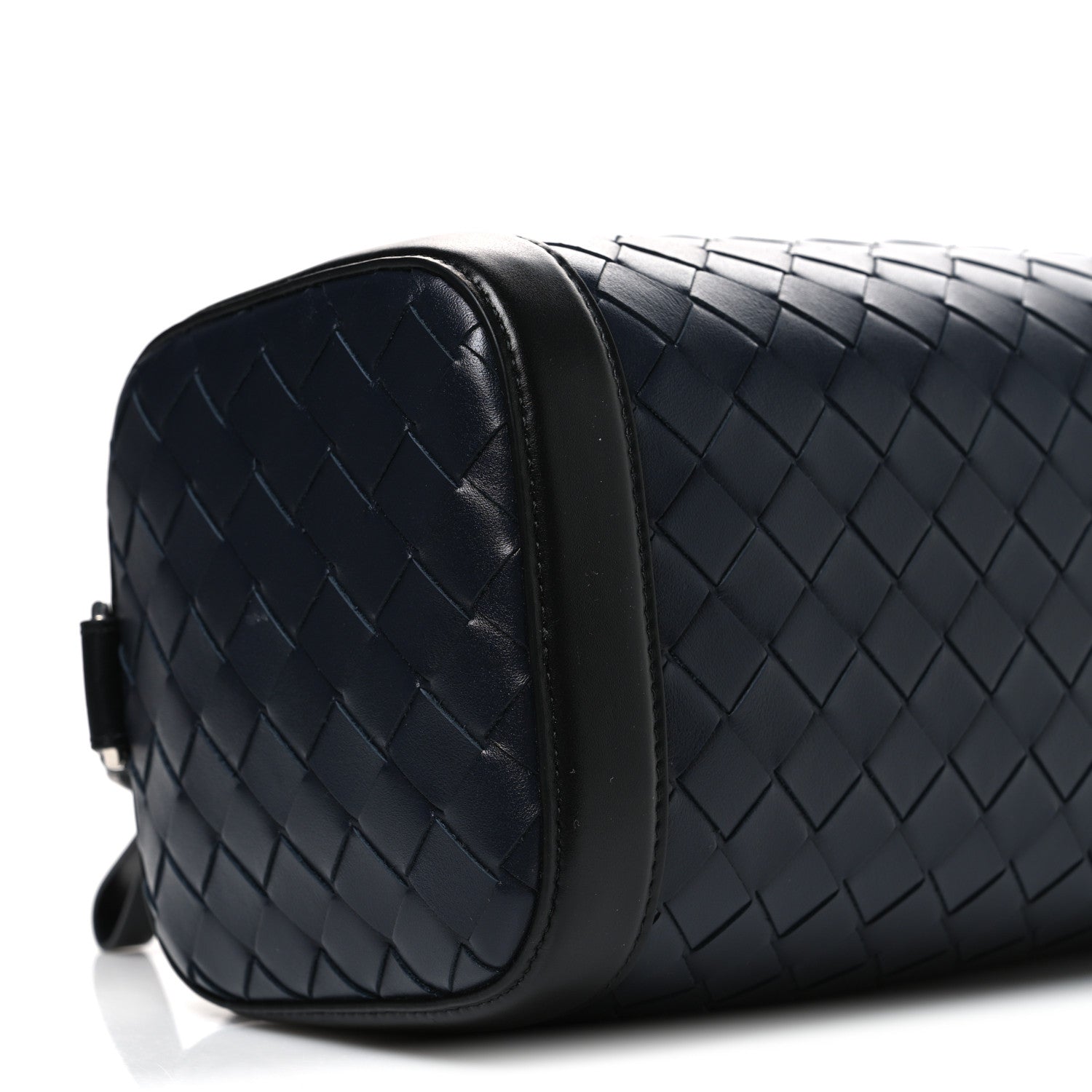 Bottega Veneta Lambskin Intrecciato Brick Messenger Bag Navy Black 10 of 11
