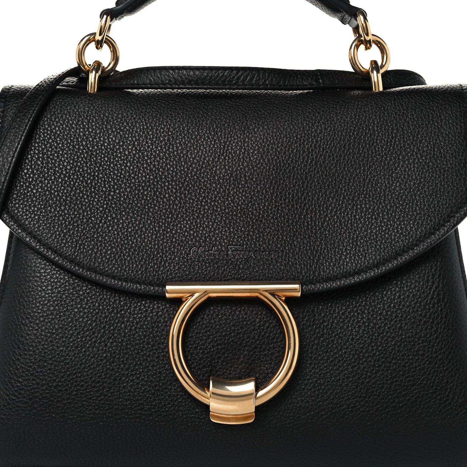 Salvatore Ferragamo Calfskin Small Margot Top Handle Satchel Black 8 of 10